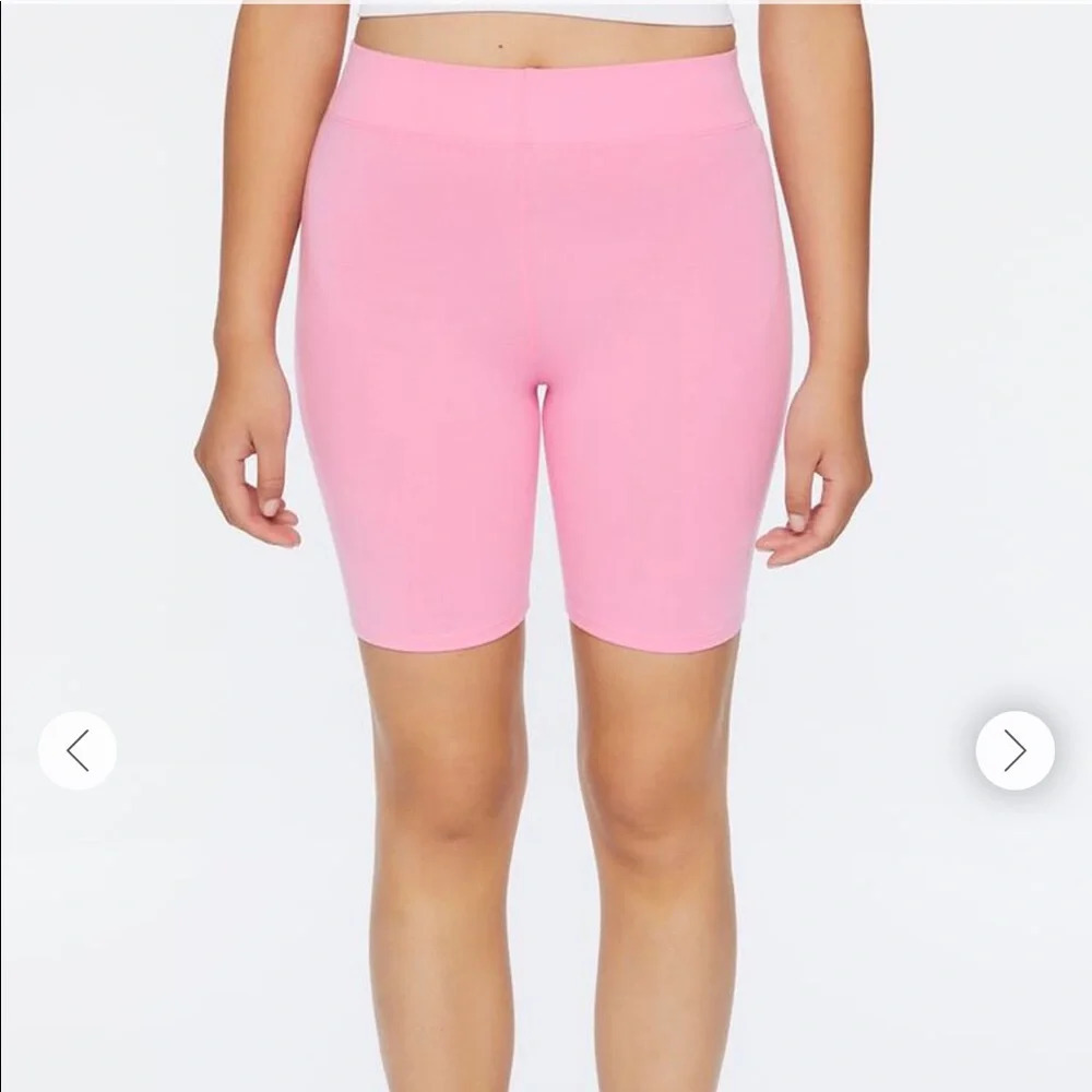 Forever 21 Jersey High-Rise Biker Shorts blush
